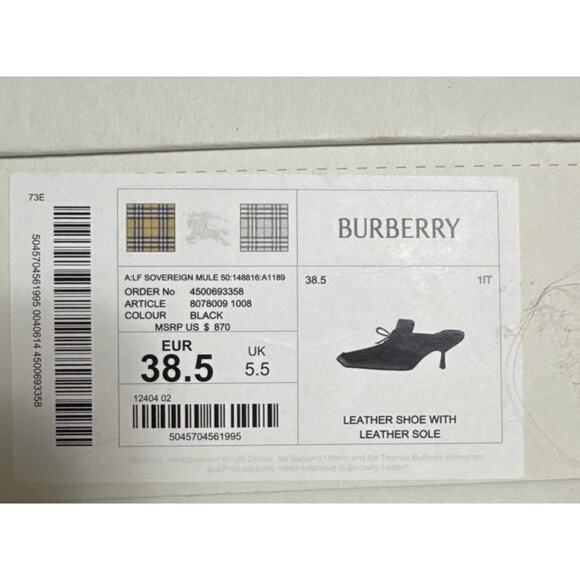 Burberry Sovereign Mule Black Patent Leather Slip On Heels 38.5 (US 8.5) NIB - Picture 6 of 9